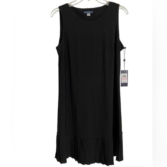 NWT Tommy Hilfiger Sleeveless Cocktail Shift Dress Women Sz 10 Black Pleated Hem - Picture 4 of 14